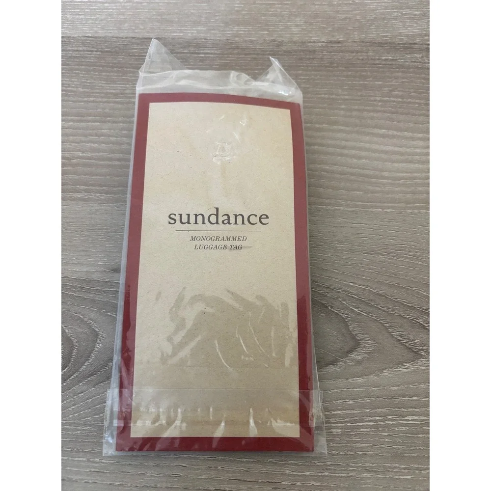 Sundance Monogrammed Leather Luggage Tag Tan Initial W New‎ Travel Accessory